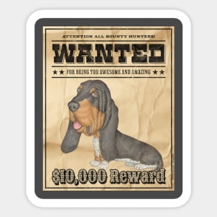 Cute Funny Basset Hound Wanted Poster Sticker